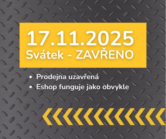 Vážení zákazníci, 17.11.2025 je státní svátek a máme zavřeno. Objednávky na e-shopu si můžete vytvořit jako obvykle, ale...
